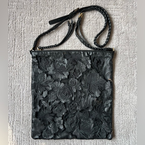 Valentino Garavani Floral Lace and Leather Large Crossbody